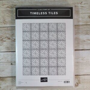 Stampin Up Timeless Tiles Stamp Set Red Cling Rubber Background Card Making